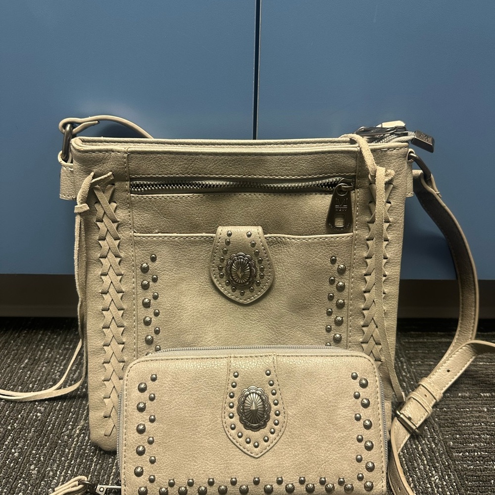 Montana West Beige Crossbody Bag and Wallet Set